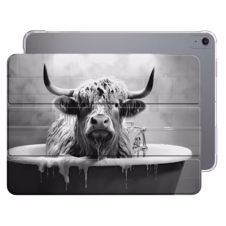iPad hoes - Schotse hooglander - Zwart wit - Bad - Schuim — 1