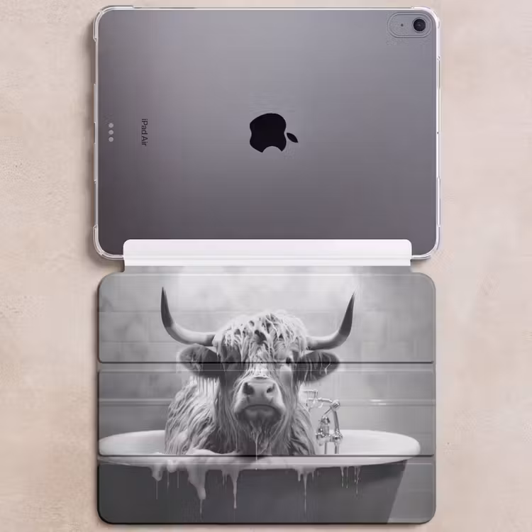 iPad hoes - Schotse hooglander - Zwart wit - Bad - Schuim — 6