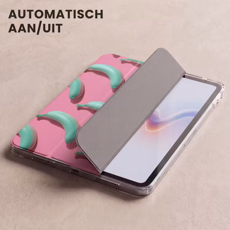 iPad hoes - Bananen - Patroon - Blauw - Roze — 5