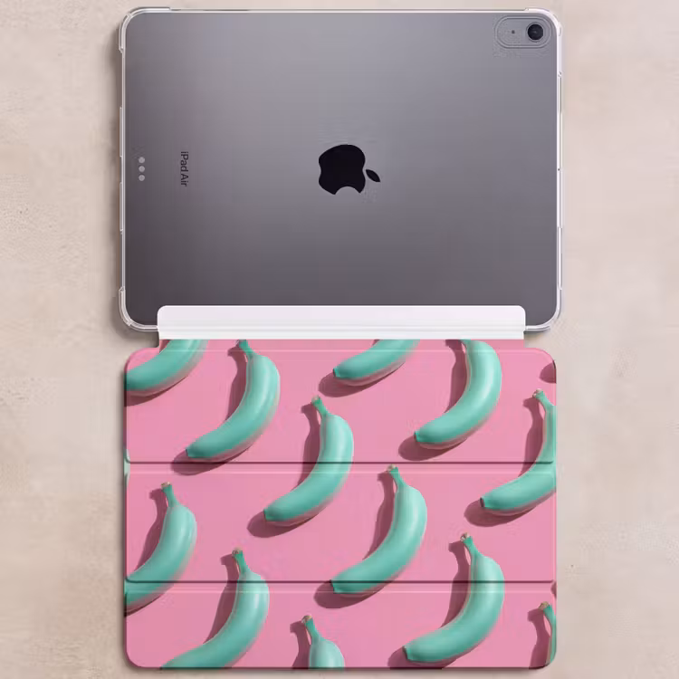 iPad hoes - Bananen - Patroon - Blauw - Roze — 6