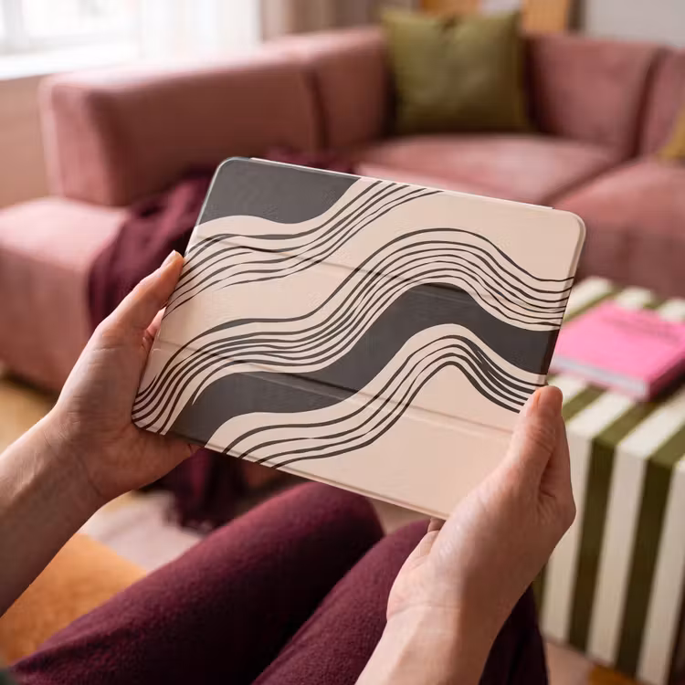 iPad hoes - Golven - Zwart - Zandkleur — 4