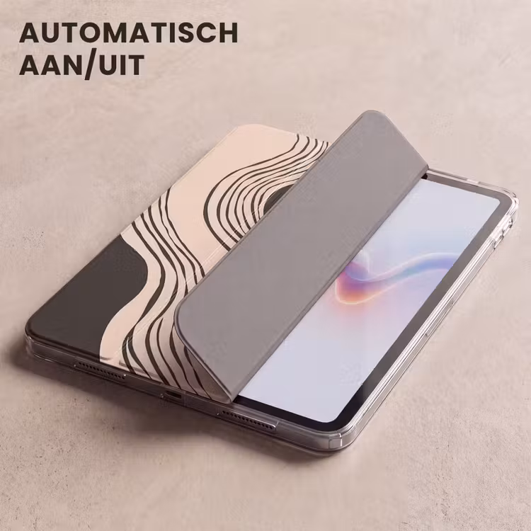 iPad hoes - Golven - Zwart - Zandkleur — 5