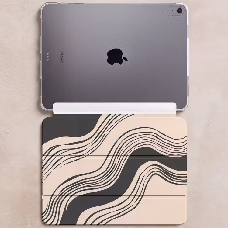 iPad hoes - Golven - Zwart - Zandkleur — 6