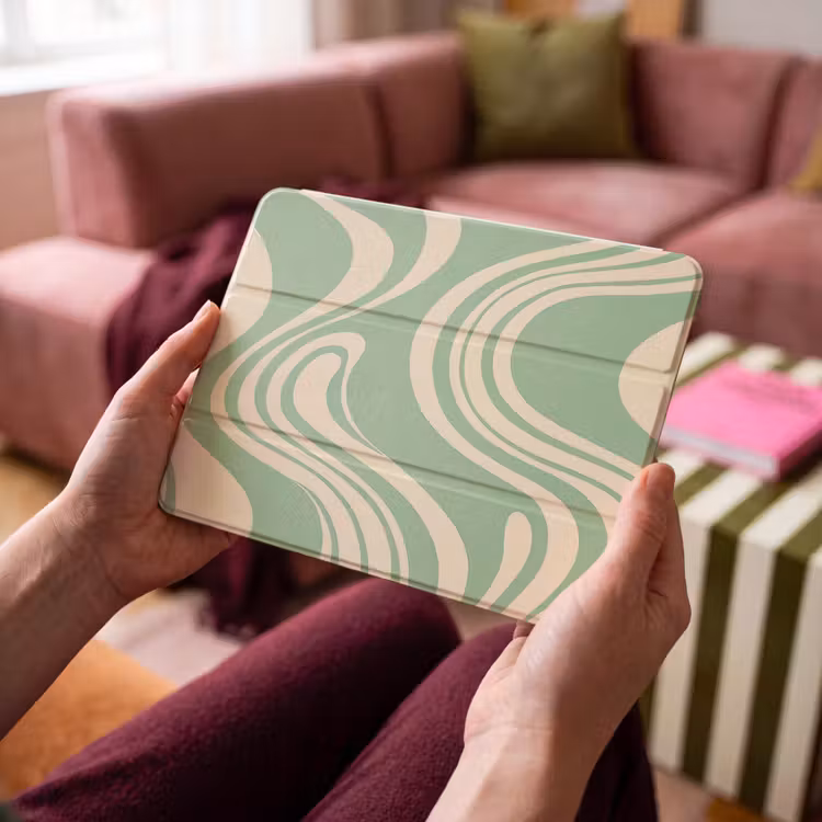 iPad hoes - Golvende lijnen - Mintgroen - Dansende vormen — 4