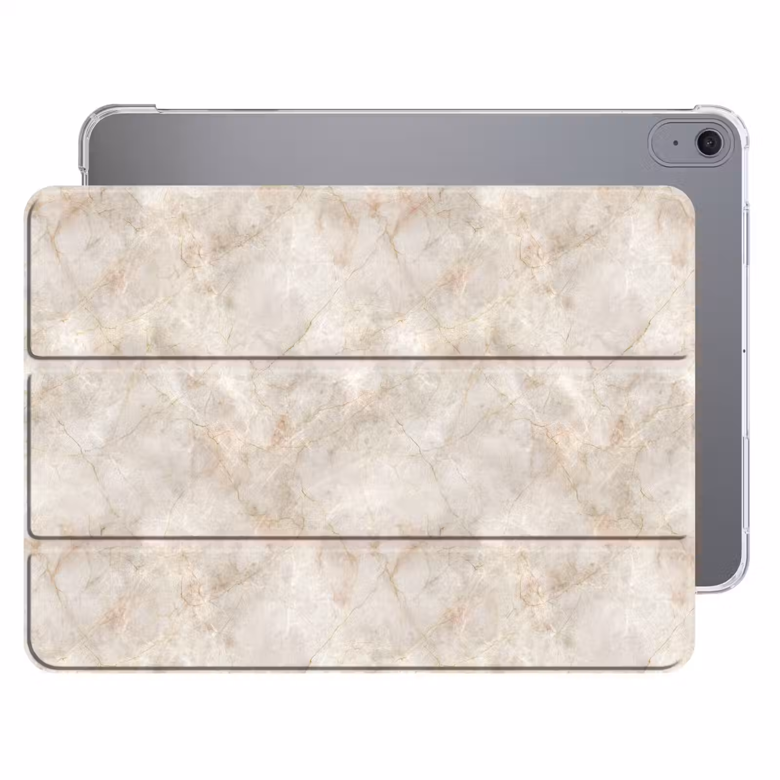 iPad hoes - Lichtbeige - Goudbruine Nerven - Marmer — 1
