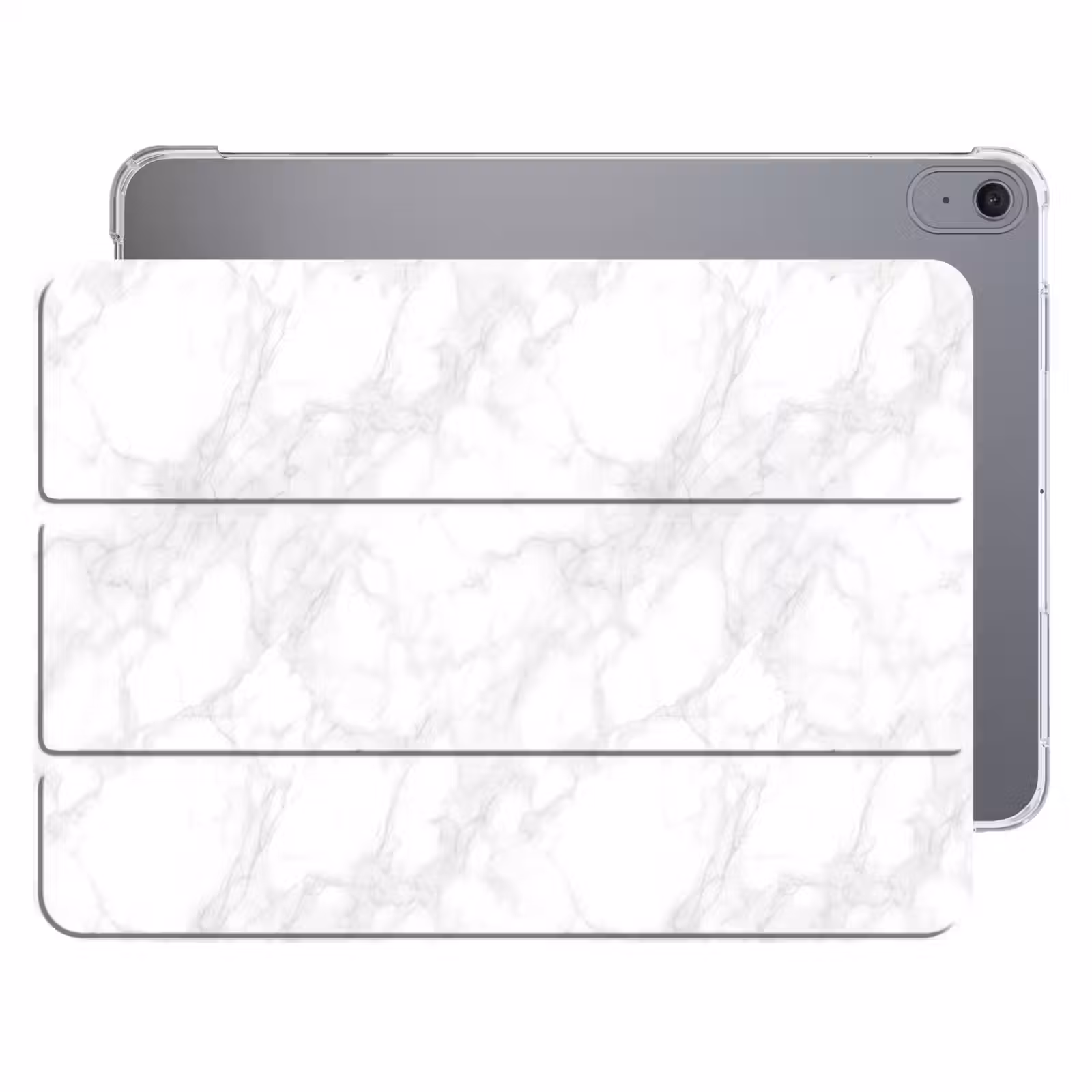 iPad hoes - Minimalistisch - Wit - Grijze aders — 1