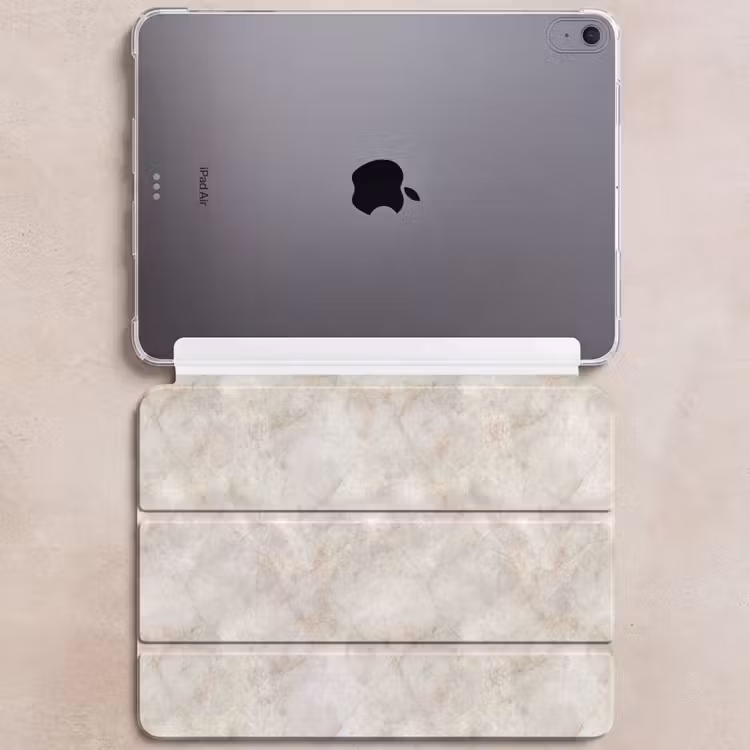 iPad hoes - Lichtbeige - Goudbruine Nerven - Marmer — 6