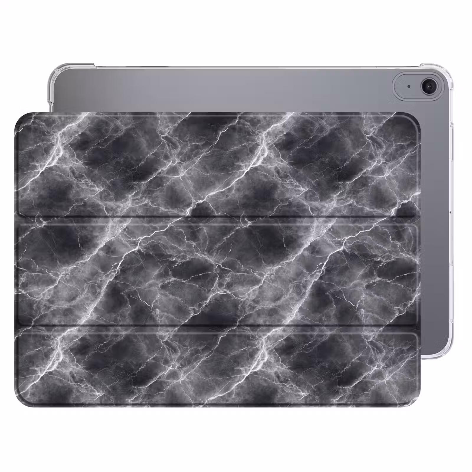 iPad hoes - Donkergrijs - Bliksem - Marmer — 1