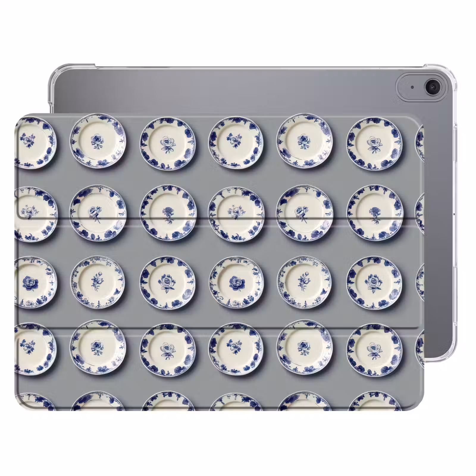 iPad hoes - Borden - Bloemen - Blauw - Wit — 1