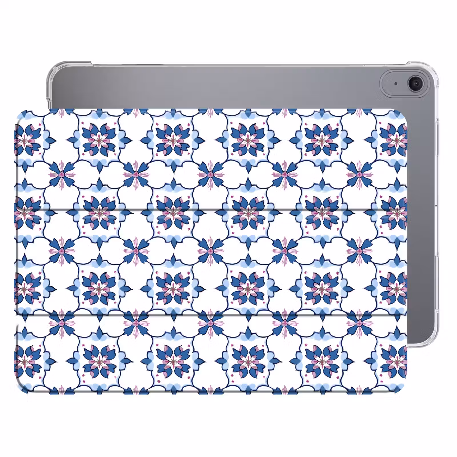 iPad hoes - Modern - Patroon - Blauw - Roze — 1