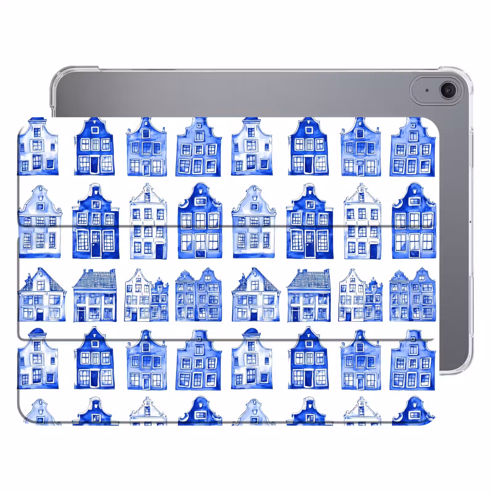 iPad hoes - Patroon - Huizen - Blauw — 1