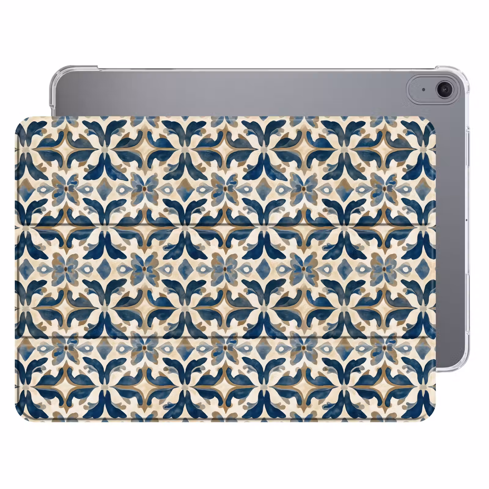 iPad hoes - Tegel - Patroon - Blauw - Beige — 1