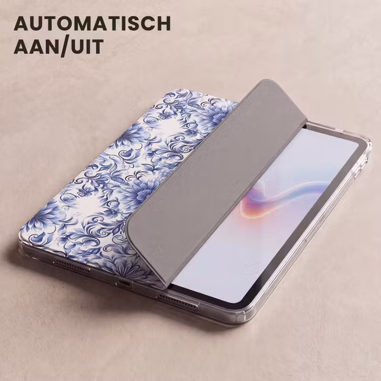 iPad hoes - Bloemen - Blauw - Patroon - Wit — 5