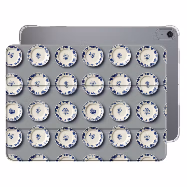 iPad hoes - Borden - Bloemen - Blauw - Wit — 1
