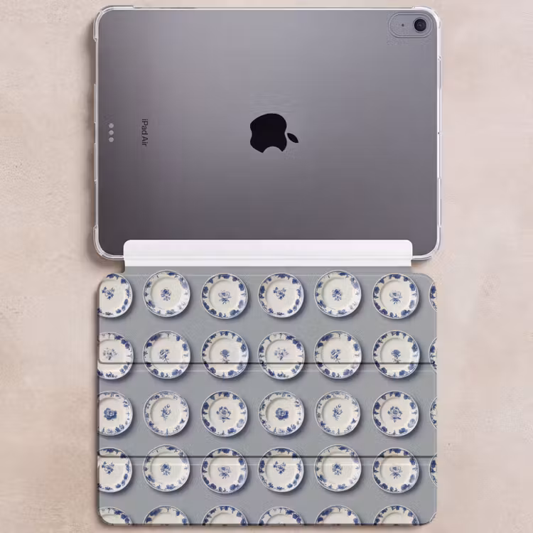 iPad hoes - Borden - Bloemen - Blauw - Wit — 6