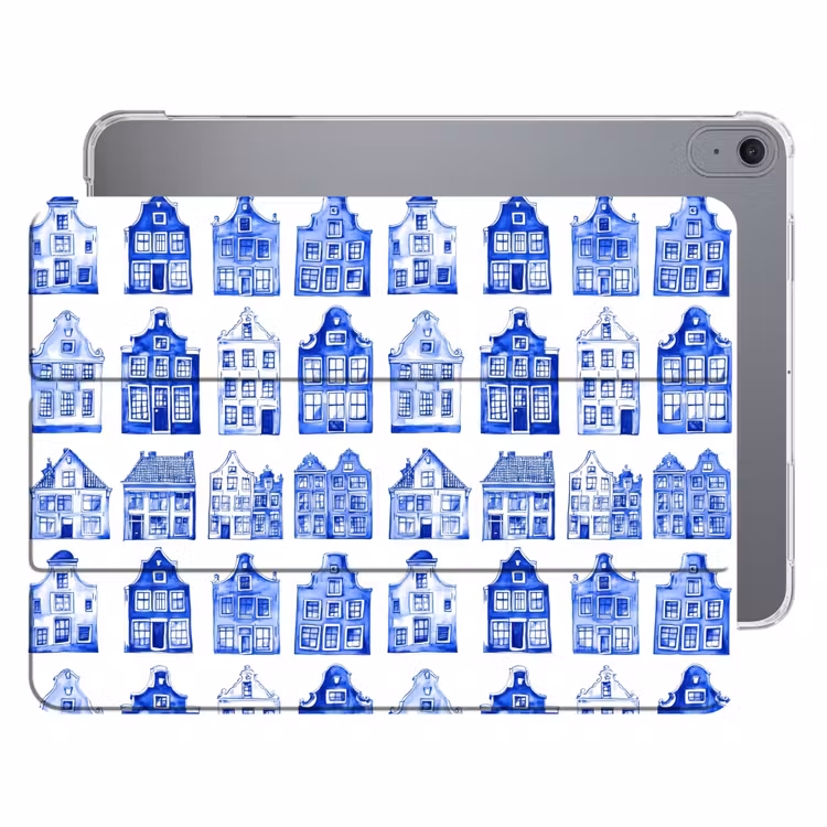 iPad hoes - Patroon - Huizen - Blauw — 1