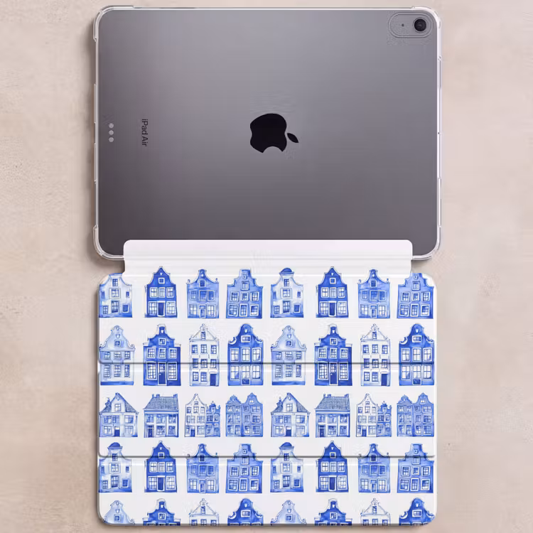 iPad hoes - Patroon - Huizen - Blauw — 6