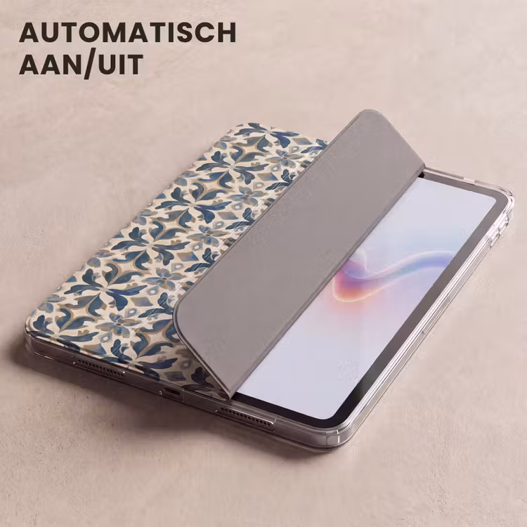 iPad hoes - Tegel - Patroon - Blauw - Beige — 5