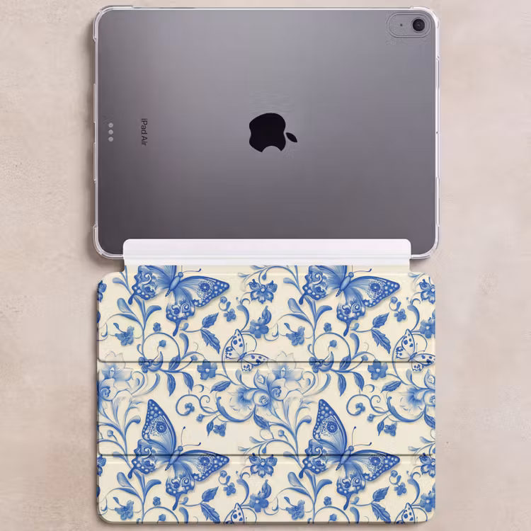 iPad hoes - Vlinders - Bloemen - Blauw - Botanisch — 6