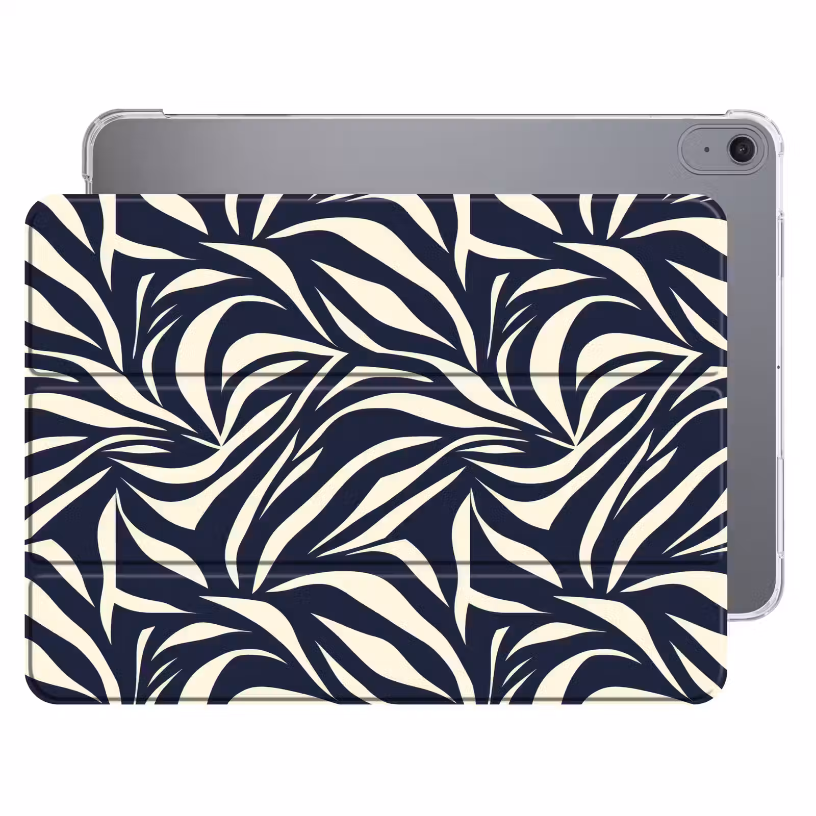 iPad hoes - Bladvormen - Blauw - Patroon - Wit — 1