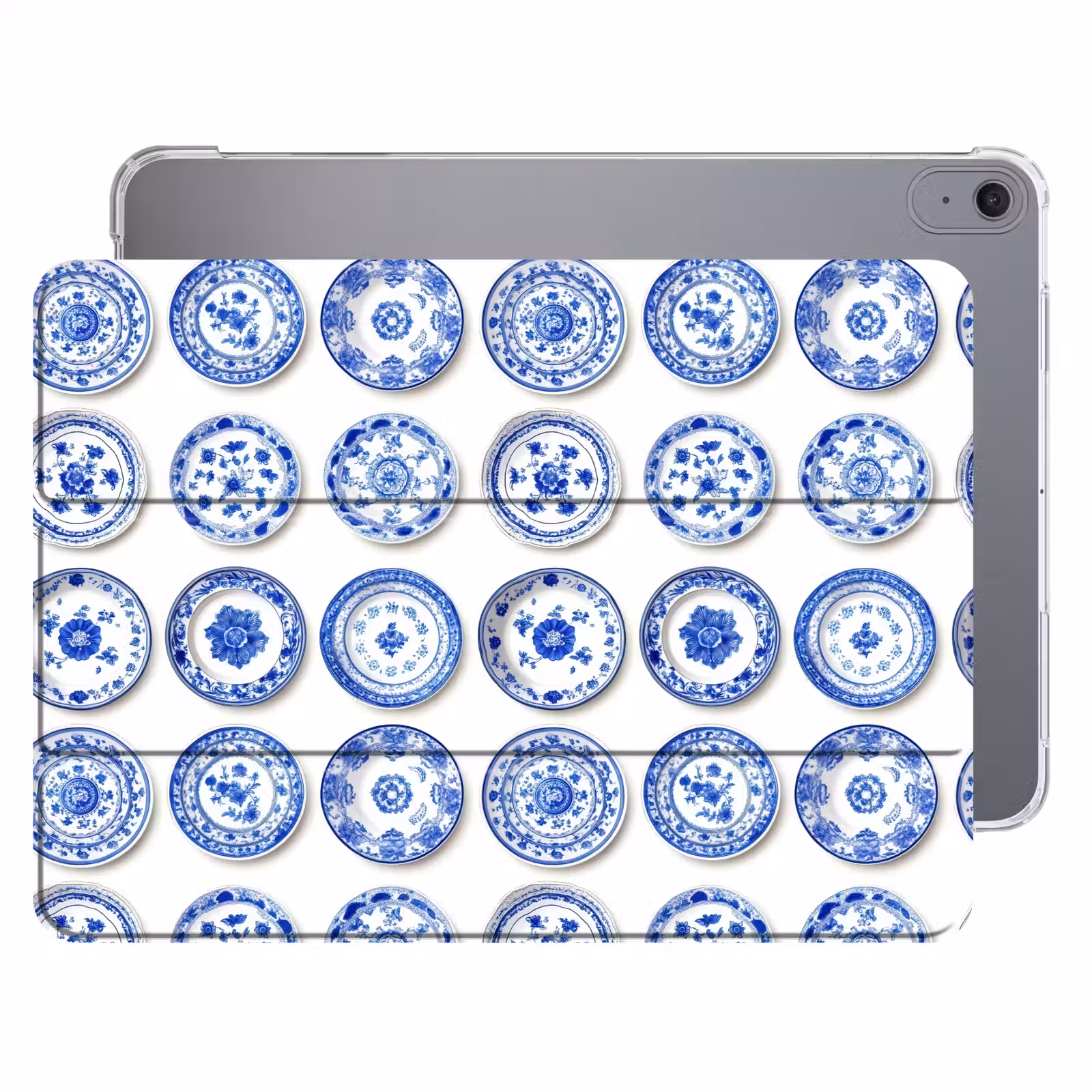 iPad hoes - Borden - Bloemen - Patroon - Blauw — 1