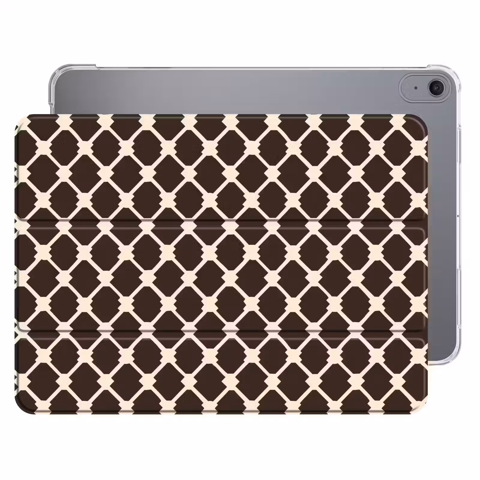 iPad hoes - Bruin - Ruitpatroon - Geometrisch — 1