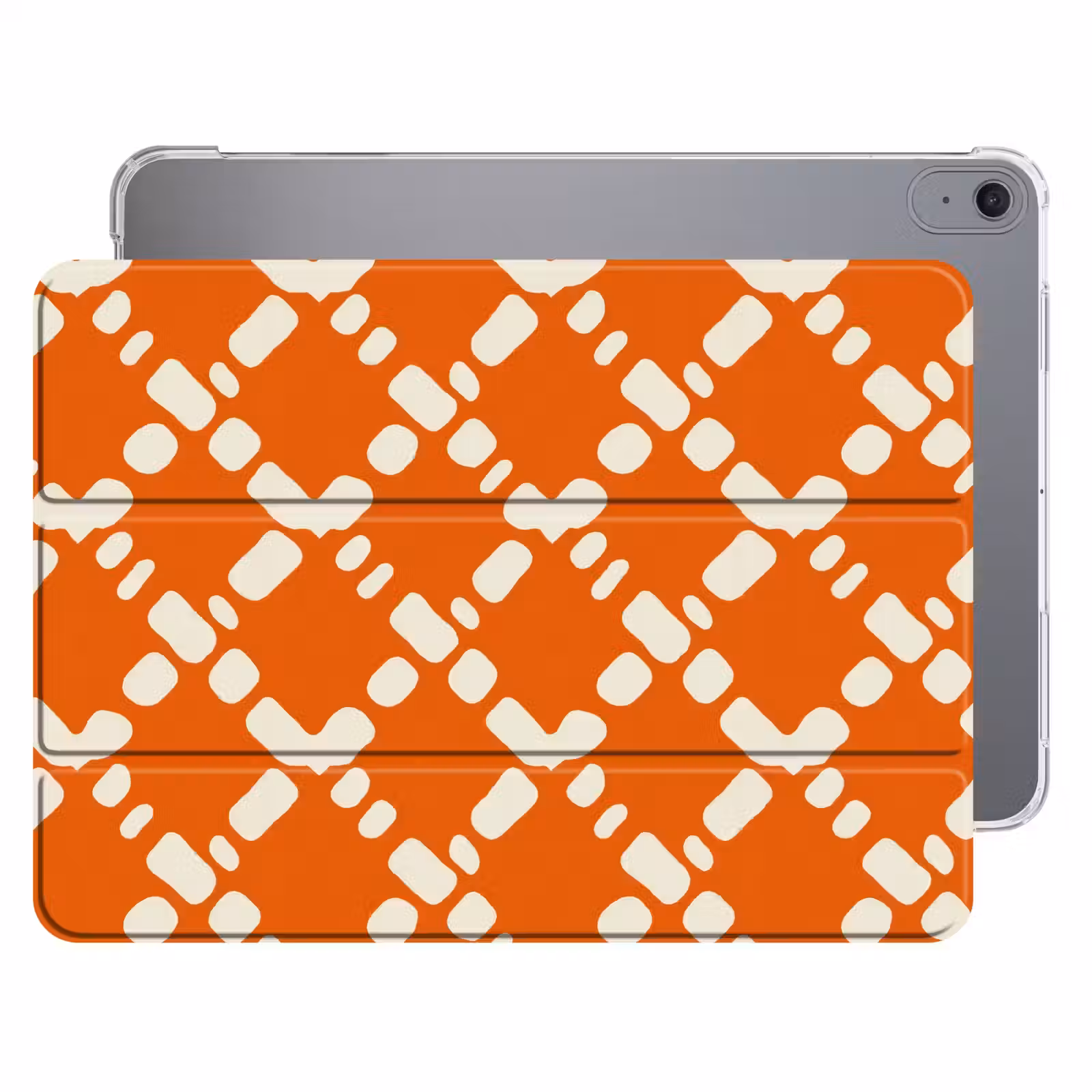 iPad hoes - Oranje - Ruitpatroon - Wit — 1