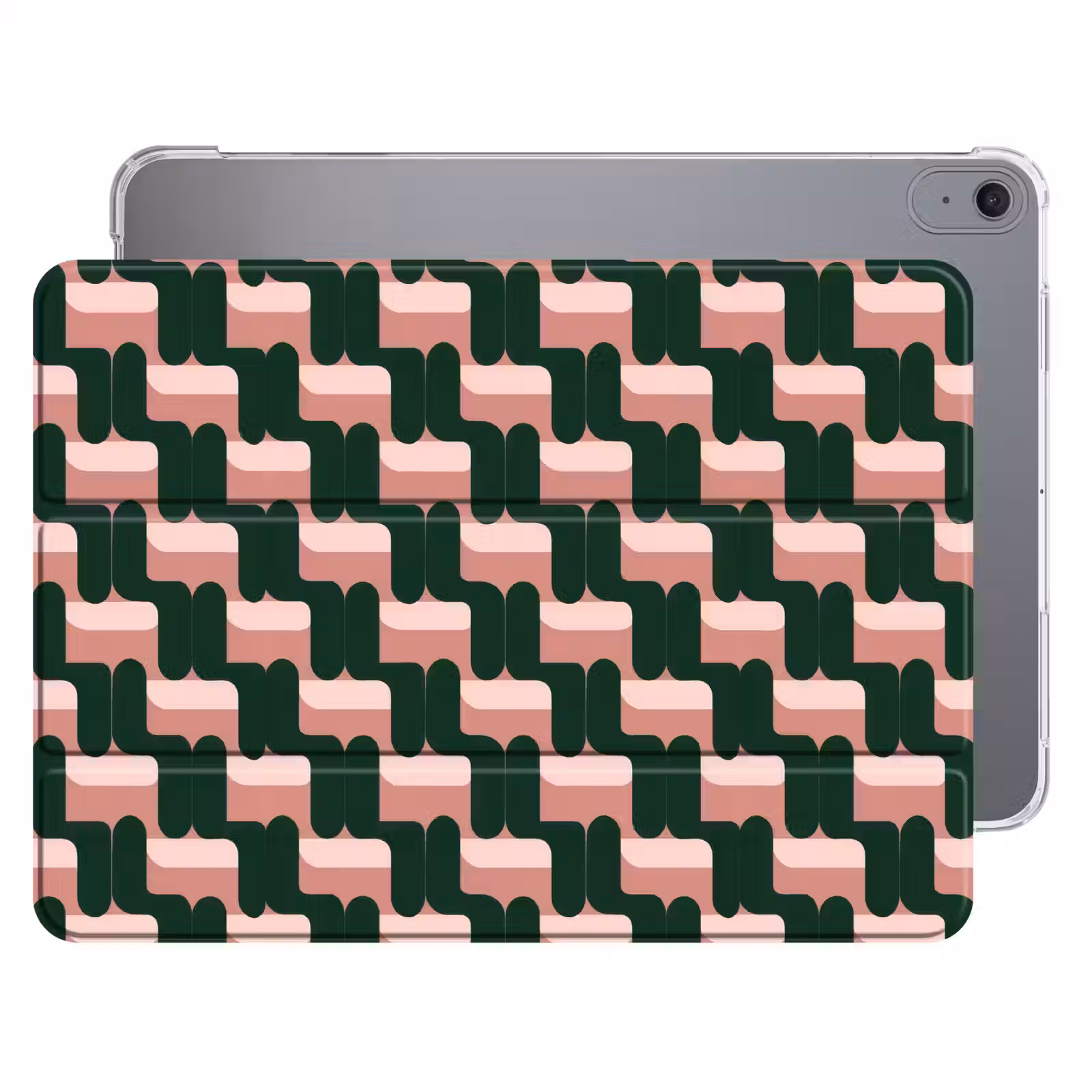 iPad hoes - Vlechtpatroon - Groen - Roze - Geometrisch — 1