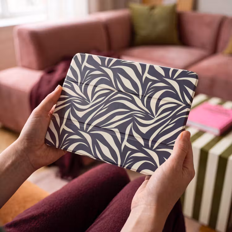 iPad hoes - Bladvormen - Blauw - Patroon - Wit — 4