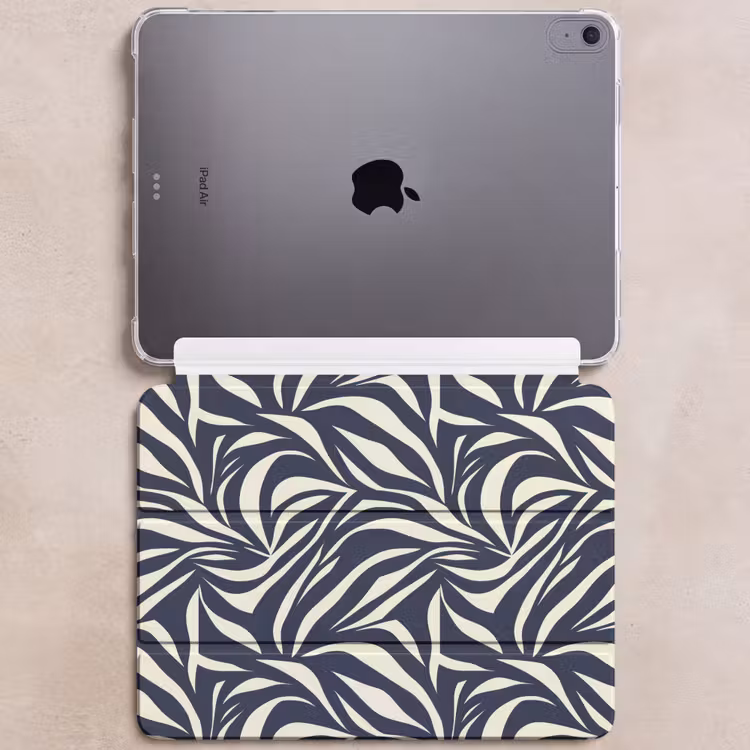 iPad hoes - Bladvormen - Blauw - Patroon - Wit — 6