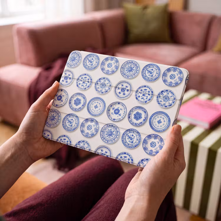 iPad hoes - Borden - Bloemen - Patroon - Blauw — 4