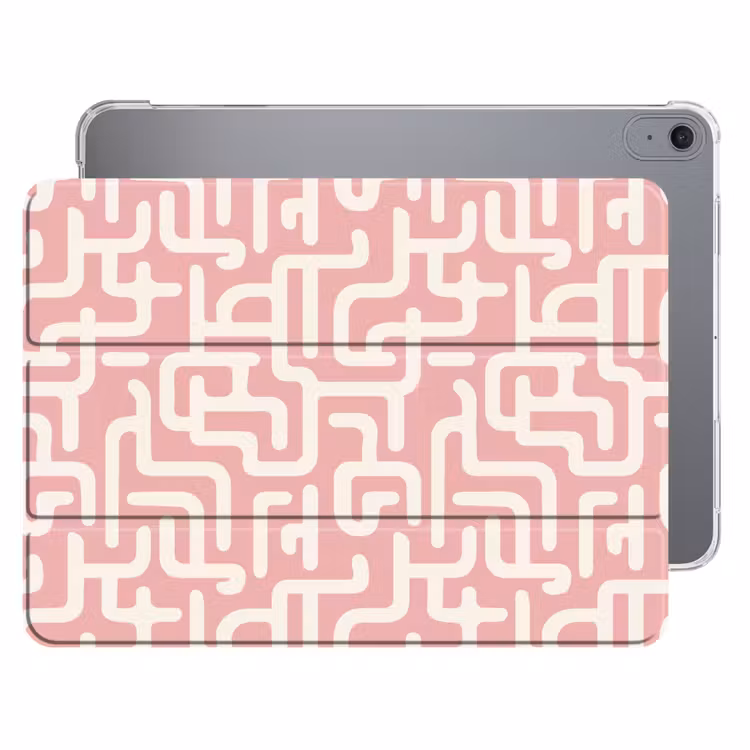 iPad hoes - Doolhofpatroon - Roze - Wit - Abstract — 1