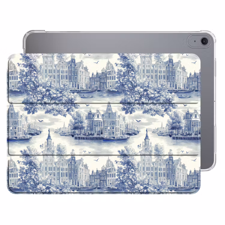 iPad hoes - Huizen - Bomen - Water - Vogels - Blauw — 1