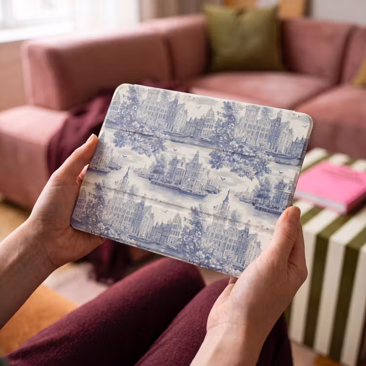 iPad hoes - Huizen - Bomen - Water - Vogels - Blauw — 4