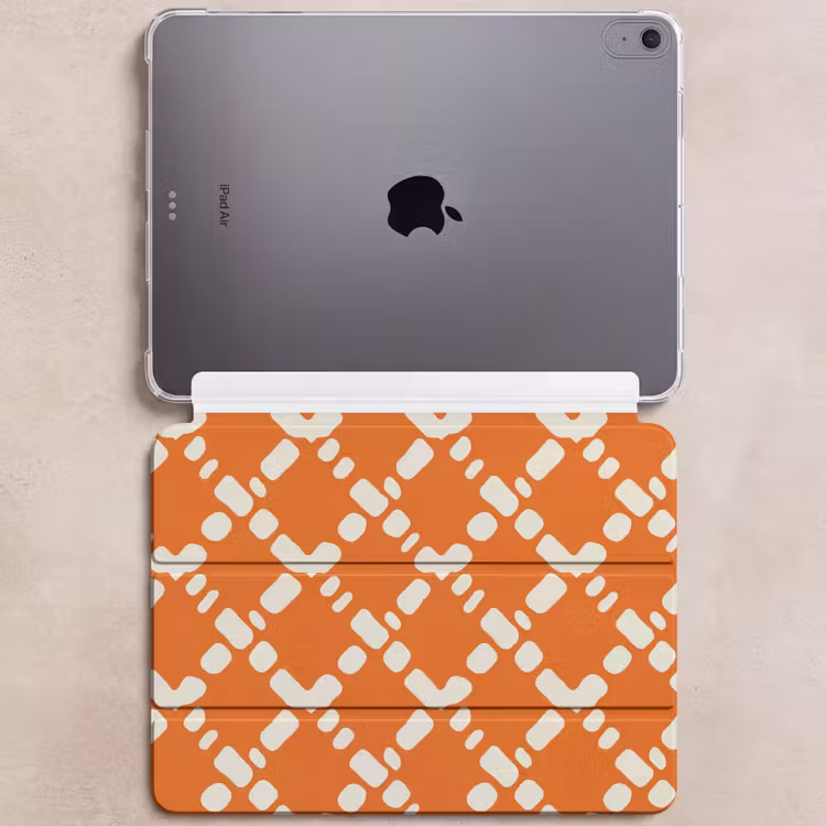 iPad hoes - Oranje - Ruitpatroon - Wit — 6