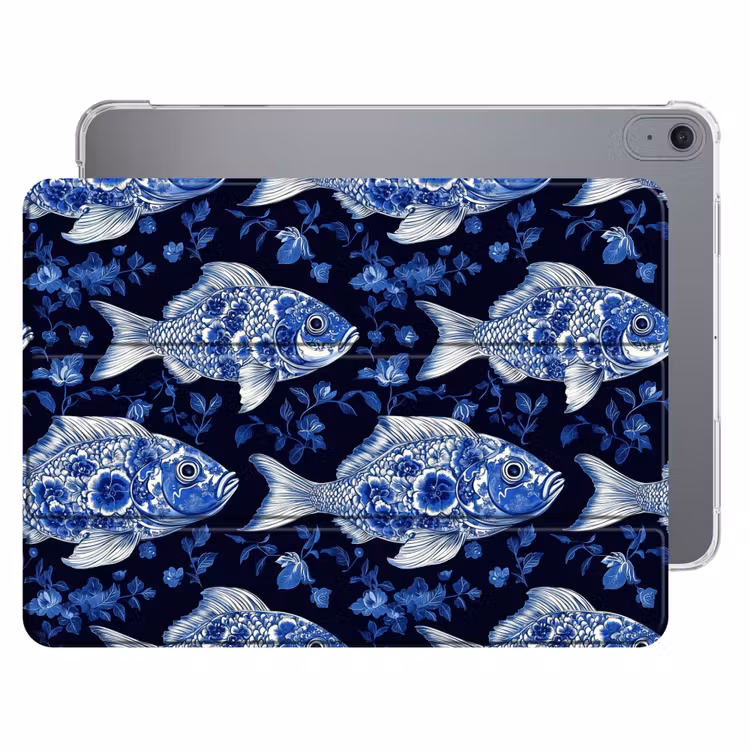 iPad hoes - Vissen - Bloemen - Blauw — 1