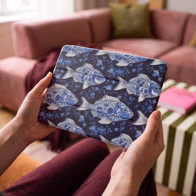 iPad hoes - Vissen - Bloemen - Blauw — 4