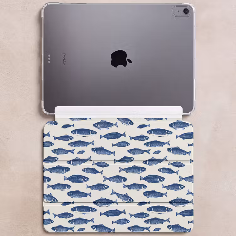 iPad hoes - Vissen - Patroon - Blauw - Wit — 6