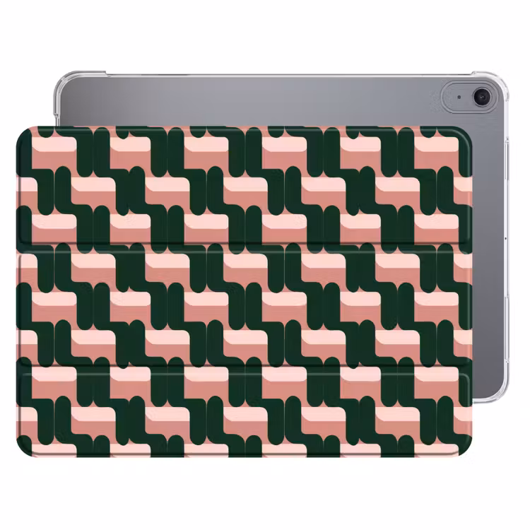 iPad hoes - Vlechtpatroon - Groen - Roze - Geometrisch — 1