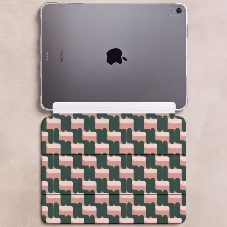 iPad hoes - Vlechtpatroon - Groen - Roze - Geometrisch — 6