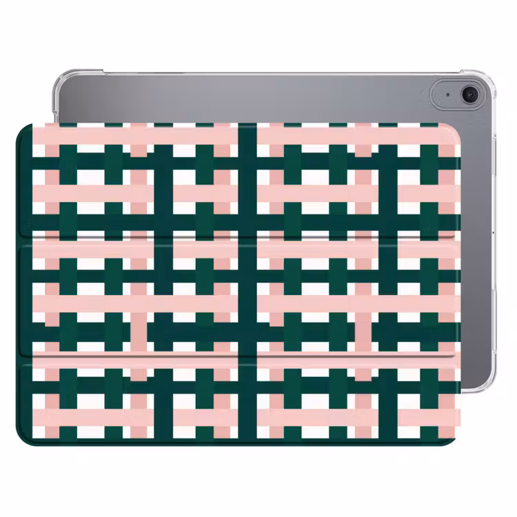 iPad hoes - Vlechtpatroon - Groen - Roze - Grafisch — 1