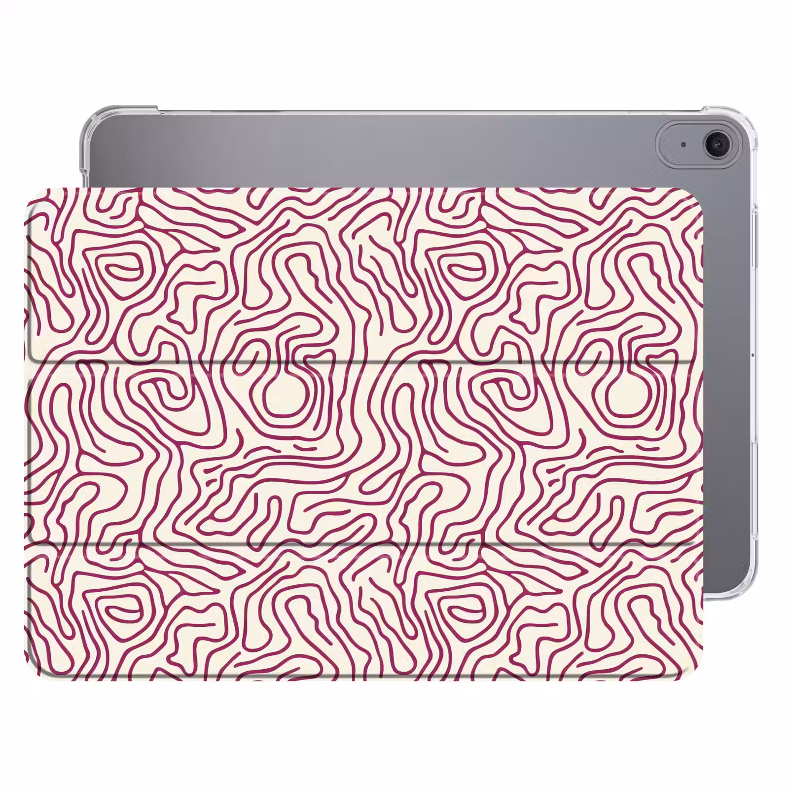 iPad hoes - Kronkelende lijn - Magenta - Crème — 1