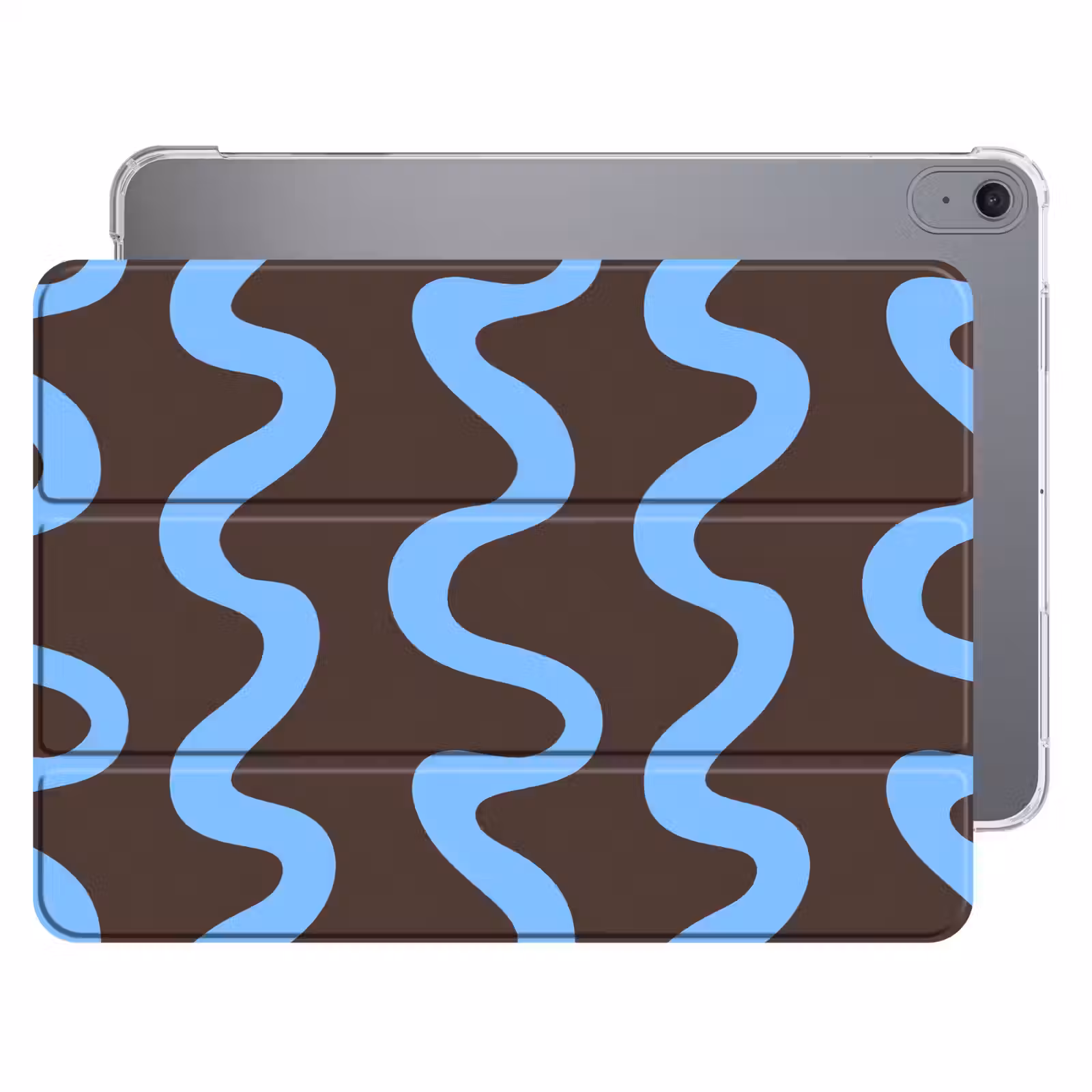 iPad hoes - Kronkelende lijnen - Blauw - Bruin - Minimalistisch — 1