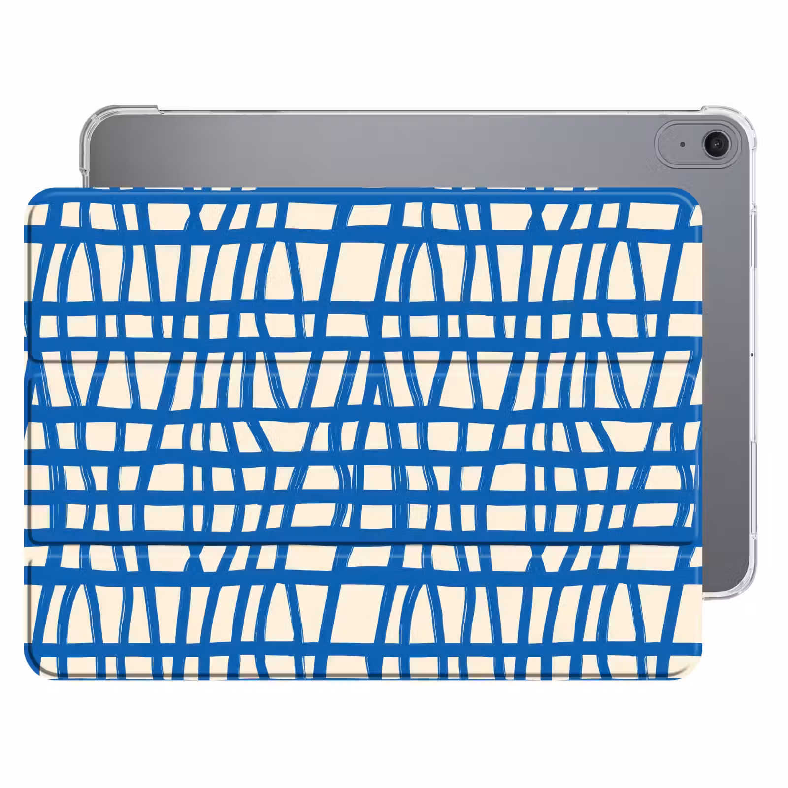iPad hoes - Ruitpatroon - Blauw - Crème — 1