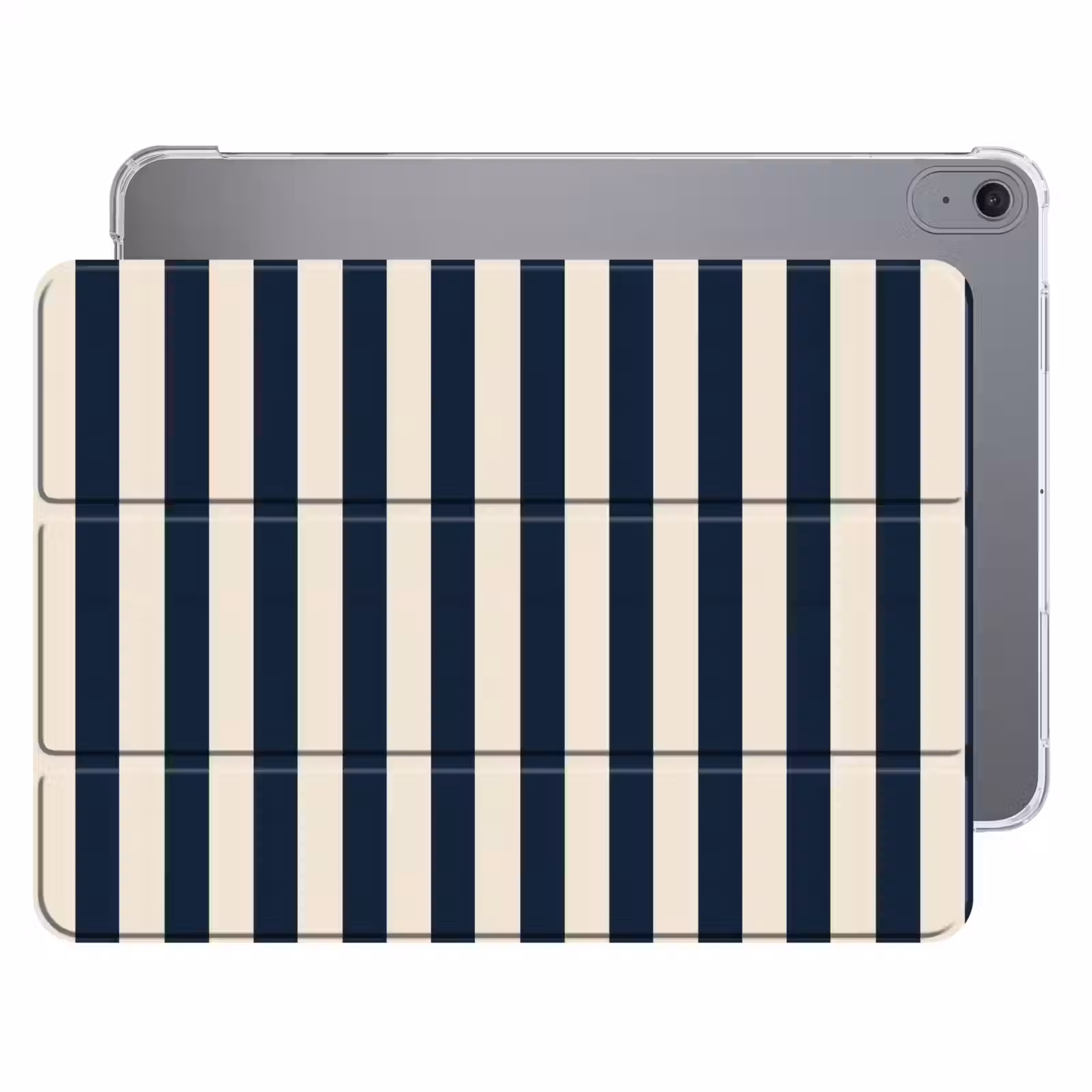 iPad hoes - Verticale strepen - Blauw - Crème — 1