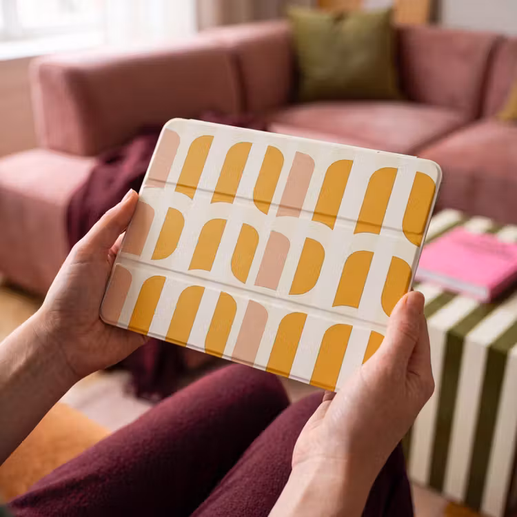 iPad hoes - Geometrisch - Patroon - Geel - Roze — 4