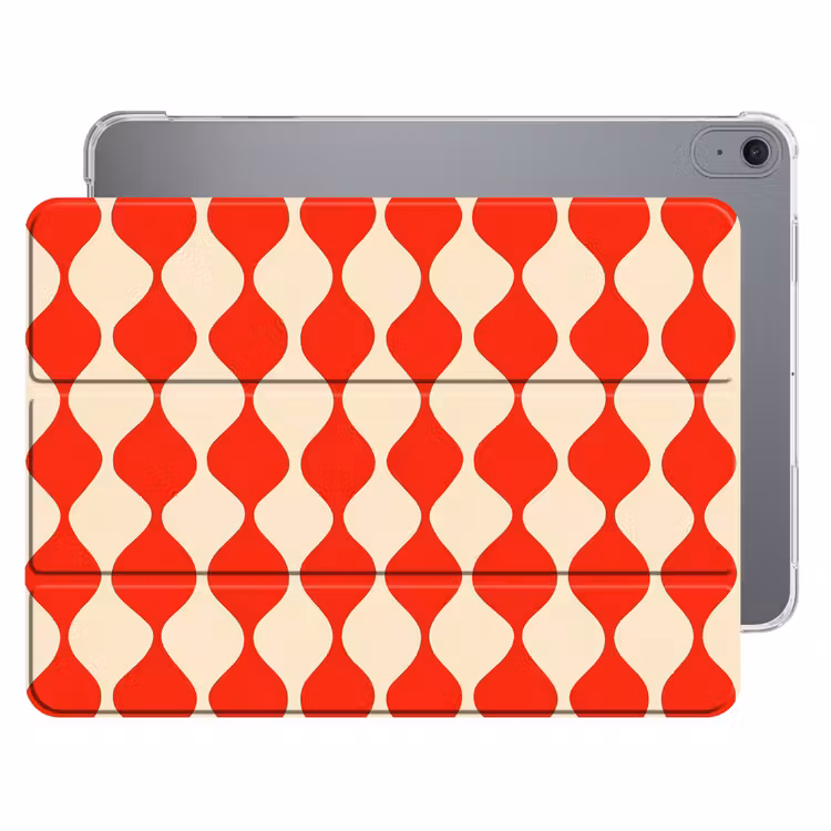 iPad hoes - Golvend patroon - Retro - Rood - Beige — 1
