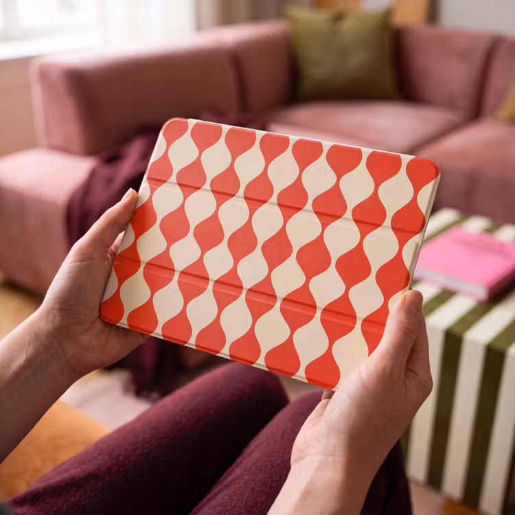 iPad hoes - Golvend patroon - Retro - Rood - Beige — 4
