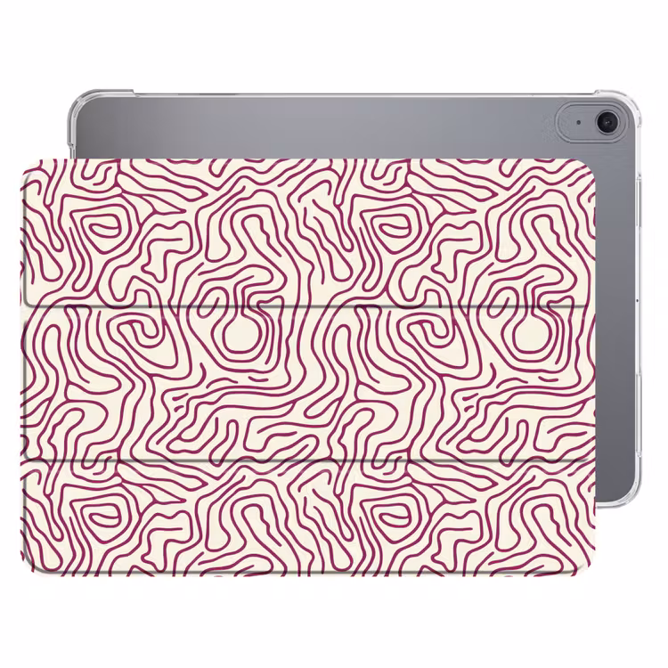 iPad hoes - Kronkelende lijn - Magenta - Crème — 1