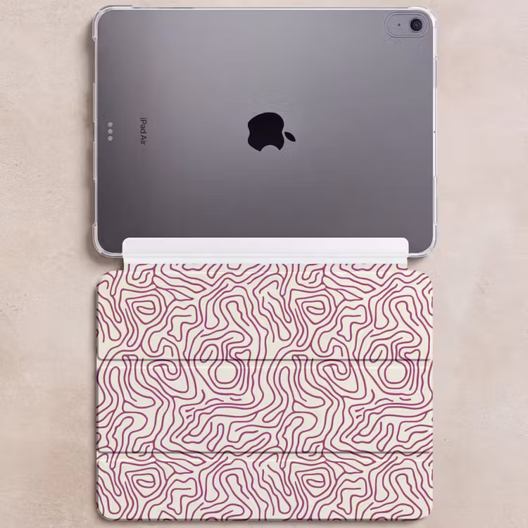 iPad hoes - Kronkelende lijn - Magenta - Crème — 6
